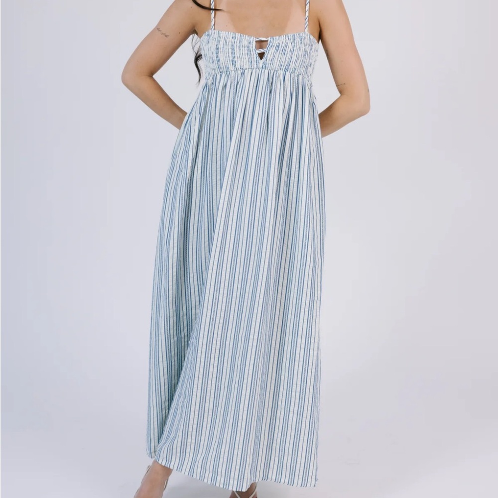 Striped Blue and White Maxi Dress